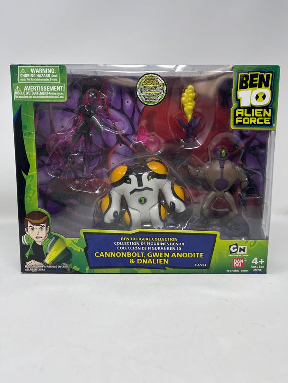 2010 Bandai Ben 10 Alien Force Figure Collection “Cannonbolt, Gwen Anodite & Dnalien”