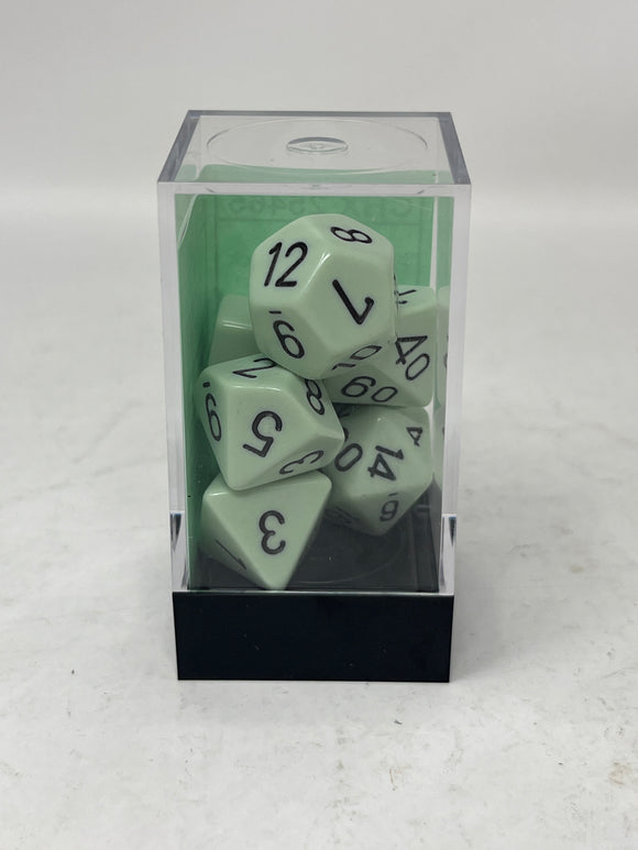 Chessex “Opaque: Pastel Green/Black” 7-Die Set