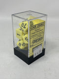Chessex “Opaque: Pastel Yellow/Black” 7-Die Set