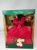 1990 Happy Holidays Special Edition Barbie (brown hair, African American with pink dress)