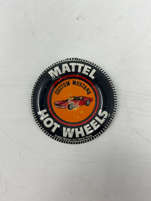 1967 Hot Wheels Sweet Sixteen “Custom Mustang” (Red) Redline Collectors Button