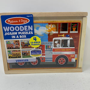 Melissa & Doug Wooden Jigsaw Puzzles in a Box "Vehicles"